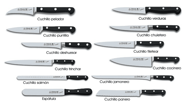 Diferentes tipos de cuchillos para cocinar